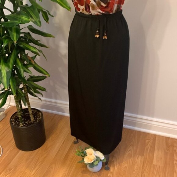 Tanjay Maxi Midi Stretch Black Skirt - Picture 1 of 8